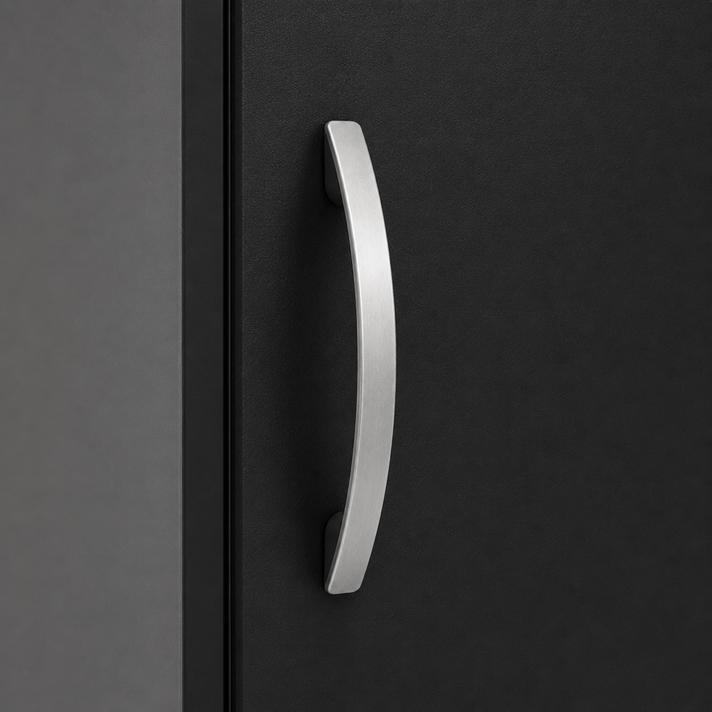 1 Door Wardrobe Single Black + Gray | Executive Industrial Storage Solution - Detailed Angle View 3
