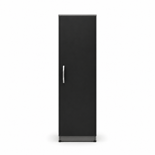 1 Door Wardrobe Single Black + Gray | Executive Industrial Storage Solution - Luxury UK Living Room Showcase