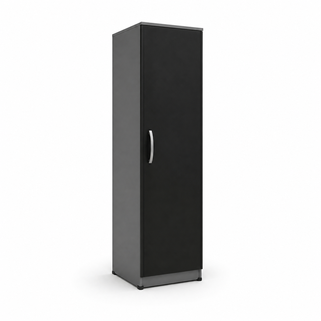 1 Door Wardrobe Single Black + Gray | Executive Industrial Storage Solution - Detailed Angle View 2