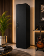 1 Door Wardrobe Single Black | Executive Storage Solution - Detailed Angle View 6