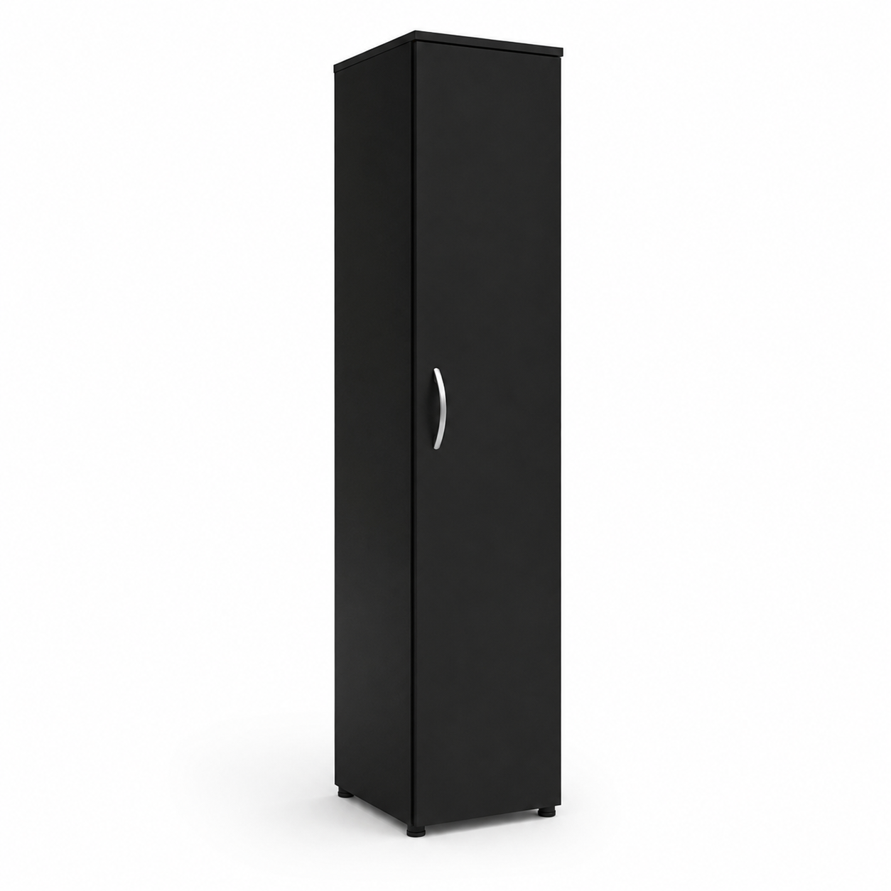 1 Door Wardrobe Single Black | Executive Storage Solution - Detailed Angle View 4