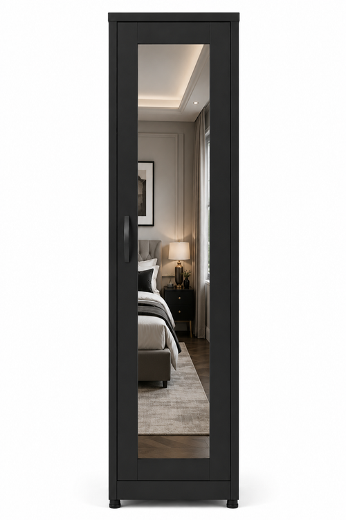 1 Door Wardrobe Single Black | Executive Storage Solution - Luxury UK Living Room Showcase