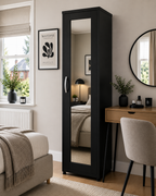 1 Door Wardrobe Single Black | Executive Storage Solution - Detailed Angle View 3
