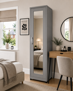 1 Door Wardrobe Single Gray | Modern Minimalist Storage Solution - Detailed Angle View 3