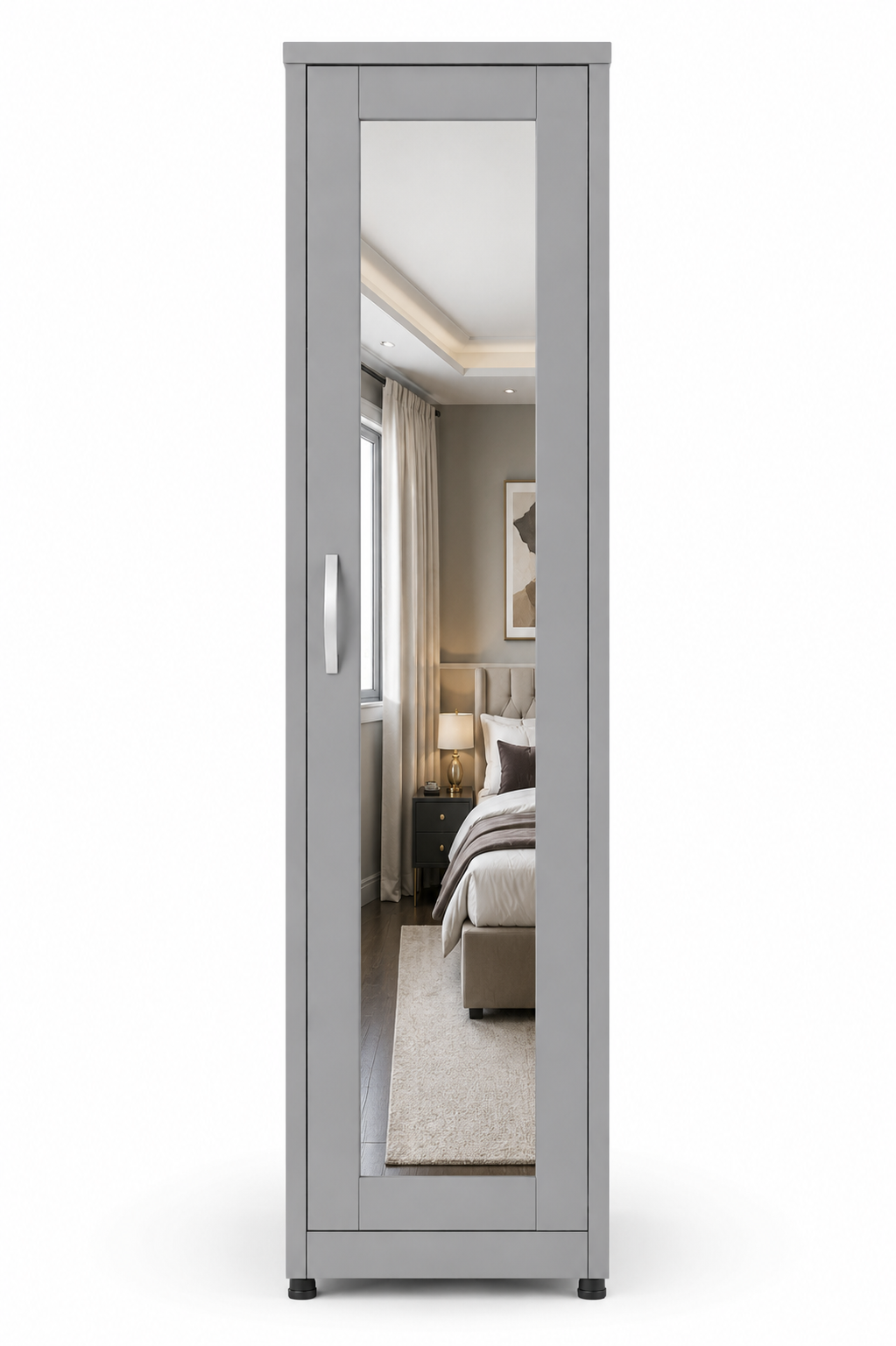 1 Door Wardrobe Single Gray | Modern Minimalist Storage Solution - Luxury UK Living Room Showcase