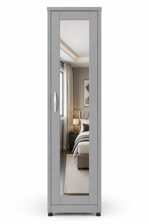 1 Door Wardrobe Single Gray | Modern Minimalist Storage Solution - Luxury UK Living Room Showcase