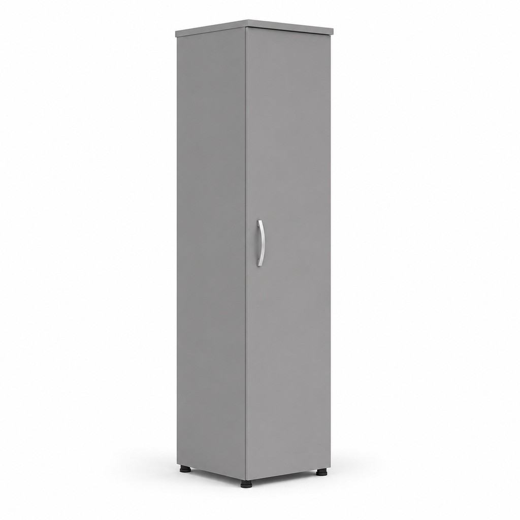 1 Door Wardrobe Single Gray | Modern Minimalist Storage Solution - Detailed Angle View 4