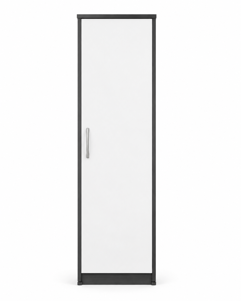 1 Door Wardrobe Single White + Gray | Modern Contrast Storage Solution - Luxury UK Living Room Showcase