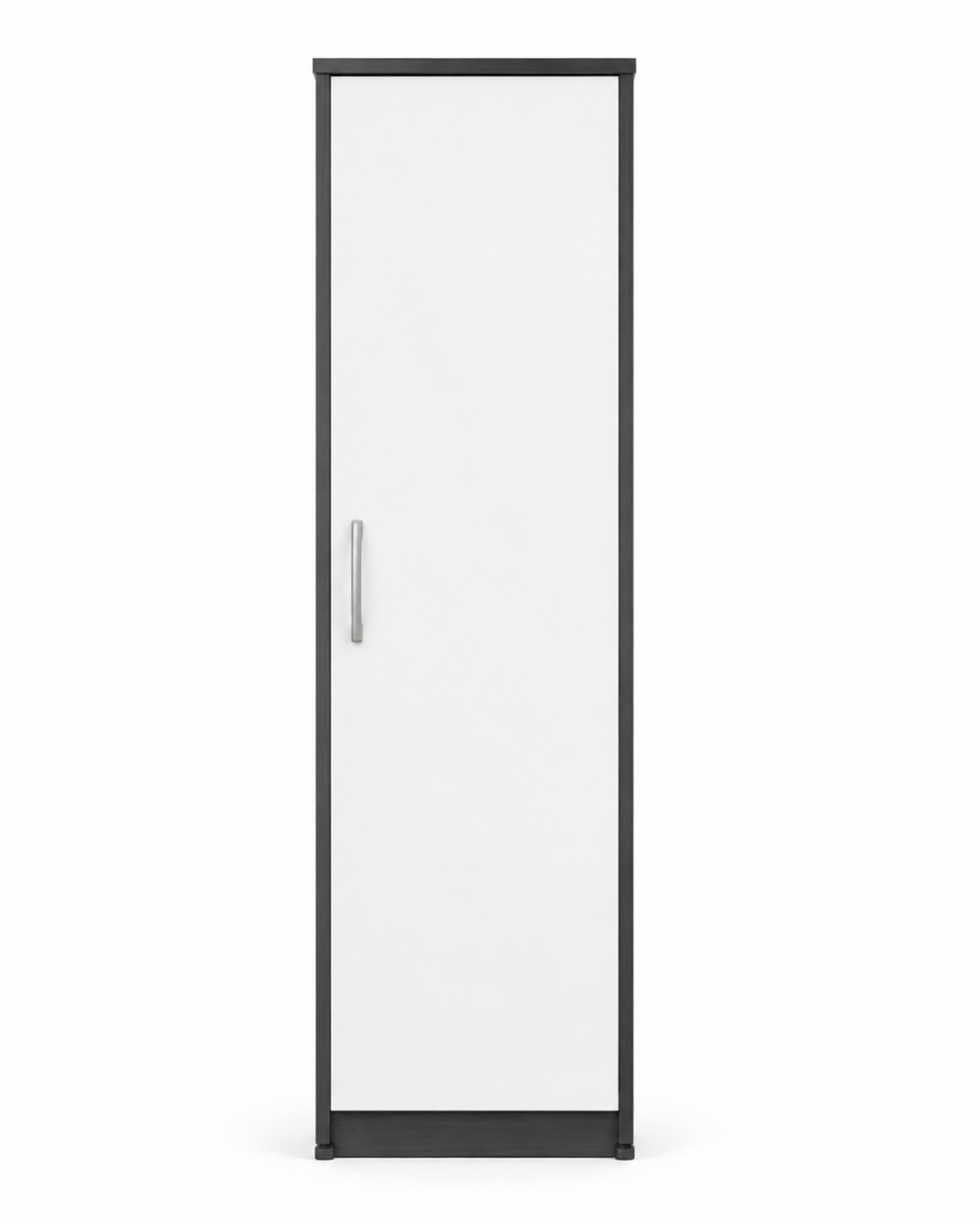 1 Door Wardrobe Single White + Gray | Modern Contrast Storage Solution - Luxury UK Living Room Showcase
