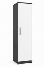 1 Door Wardrobe Single White + Gray | Modern Contrast Storage Solution - Detailed Angle View 2