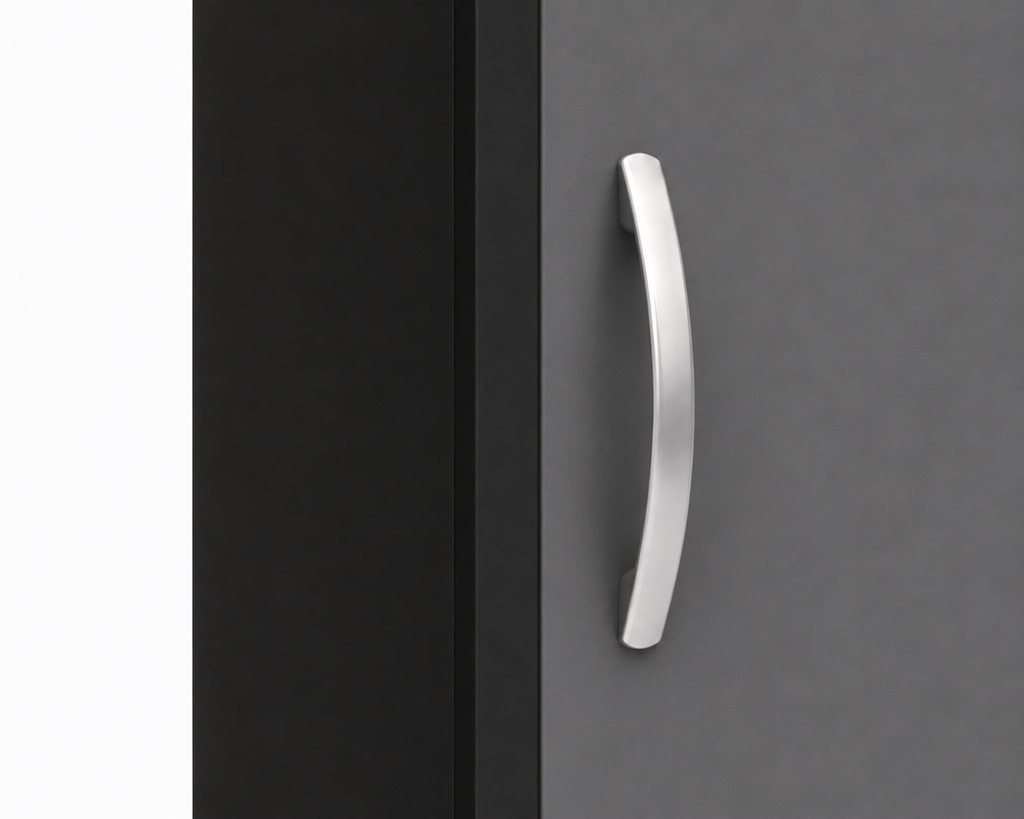 1 Door Wardrobe Single with Bottom Drawers Black + Gray | Executive Wardrobe - Detailed Angle View 3