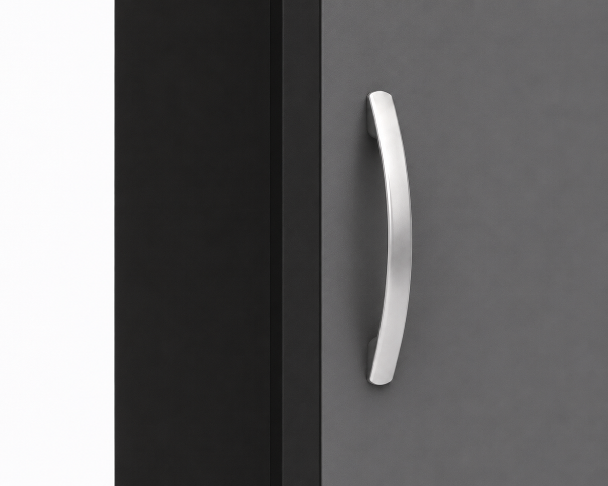 1 Door Wardrobe Single with Bottom Drawers Black + Gray | Executive Wardrobe - Detailed Angle View 3