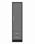 1 Door Wardrobe Single with Bottom Drawers Black + Gray | Executive Wardrobe - Luxury UK Living Room Showcase