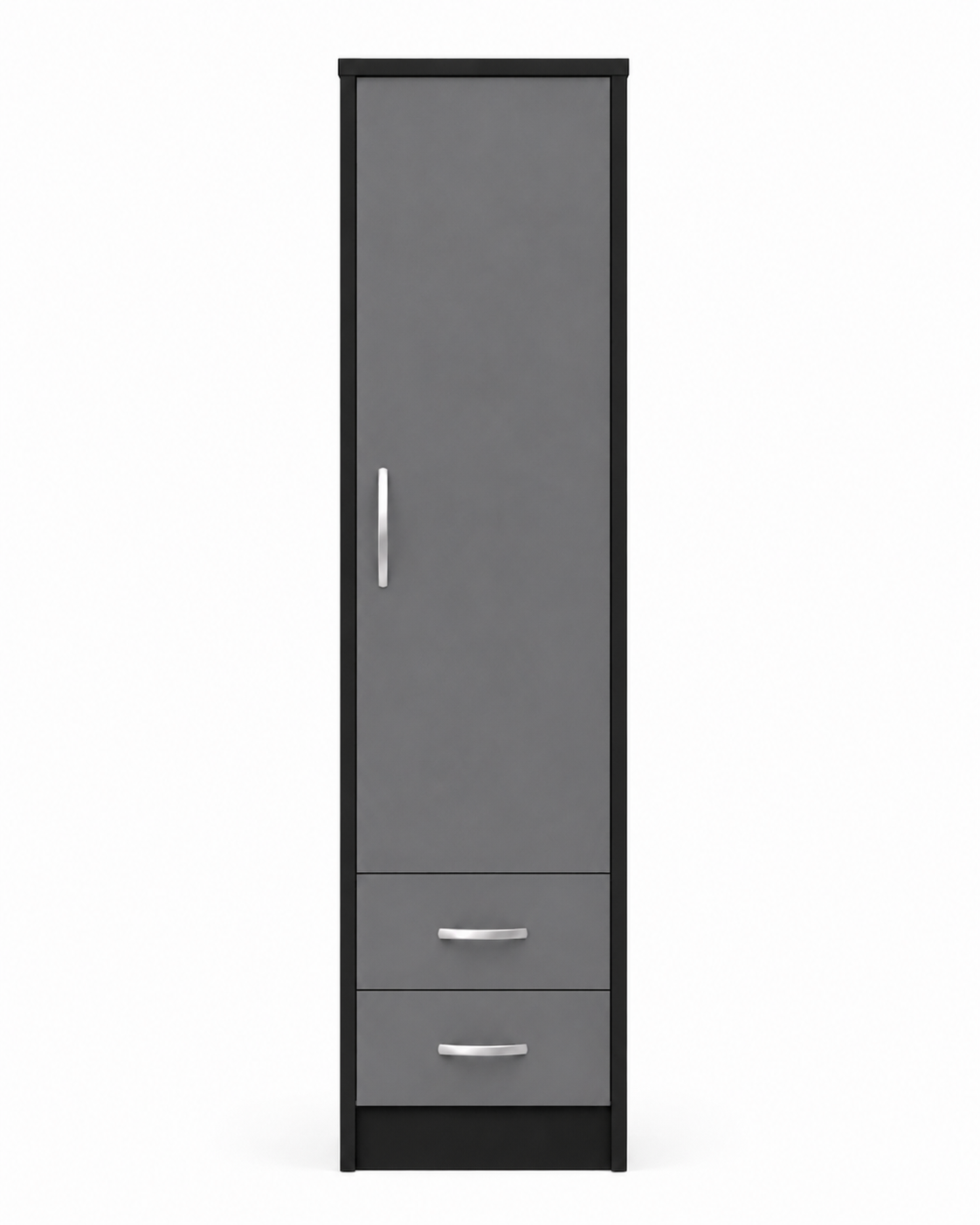 1 Door Wardrobe Single with Bottom Drawers Black + Gray | Executive Wardrobe - Luxury UK Living Room Showcase