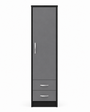 1 Door Wardrobe Single with Bottom Drawers Black + Gray | Executive Wardrobe | Modern Bedroom Storage