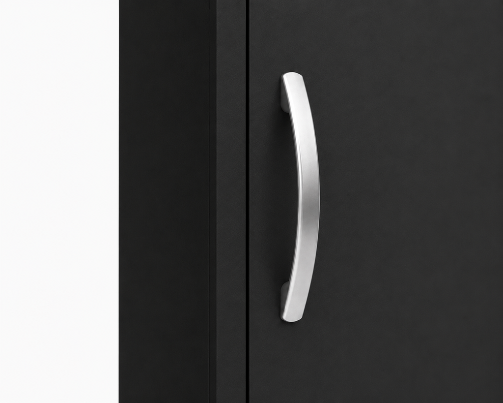 1 Door Wardrobe Single with Bottom Drawers Black | Hybrid Storage Solution - Detailed Angle View 3