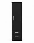 1 Door Wardrobe Single with Bottom Drawers Black | Hybrid Storage Solution - Luxury UK Living Room Showcase