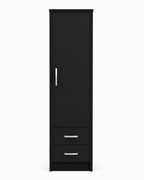 1 Door Wardrobe Single with Bottom Drawers Black | Hybrid Storage Solution - Luxury UK Living Room Showcase