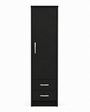 1 Door Wardrobe Single with Bottom Drawers Black | Hybrid Storage Solution | Modern Bedroom Storage