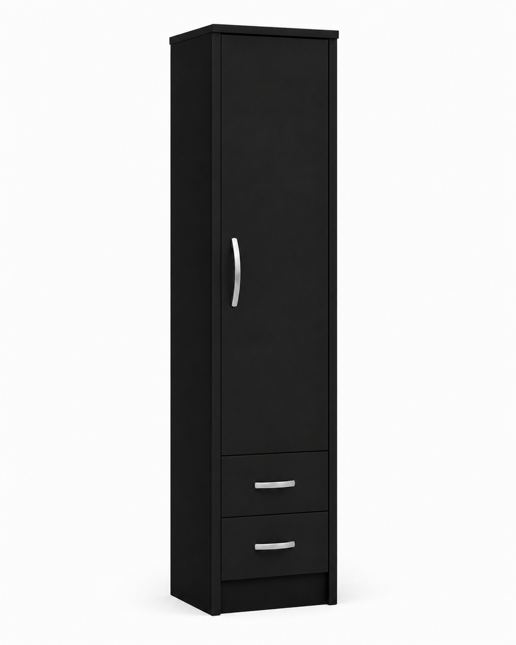 1 Door Wardrobe Single with Bottom Drawers Black | Hybrid Storage Solution - Detailed Angle View 2