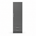 1 Door Wardrobe Single with Bottom Drawers Gray | Modern Storage - Luxury UK Living Room Showcase