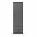1 Door Wardrobe Single with Bottom Drawers Gray | Modern Storage - Luxury UK Living Room Showcase