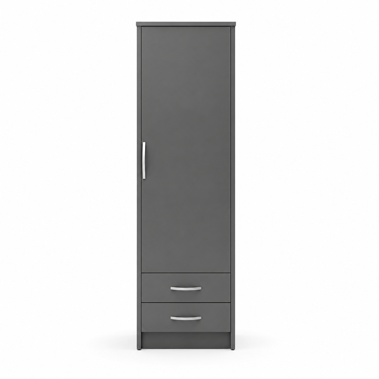1 Door Wardrobe Single with Bottom Drawers Gray | Modern Storage - Luxury UK Living Room Showcase