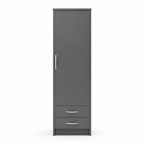 1 Door Wardrobe Single with Bottom Drawers Gray | Modern Storage - Luxury UK Living Room Showcase
