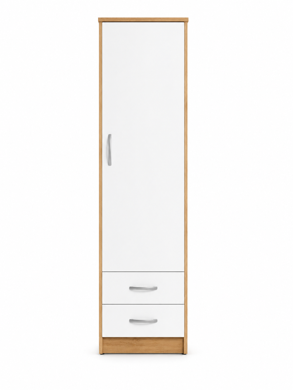 1 Door Wardrobe Single with Bottom Drawers Oak + White | Candy Storage - Luxury UK Living Room Showcase
