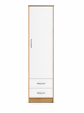 1 Door Wardrobe Single with Bottom Drawers Oak + White | Candy Storage - Luxury UK Living Room Showcase