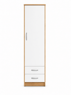 1 Door Wardrobe Single with Bottom Drawers Oak + White | Candy Storage - Luxury UK Living Room Showcase