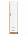 1 Door Wardrobe Single with Bottom Drawers Oak + White | Candy Storage | Modern Bedroom Storage