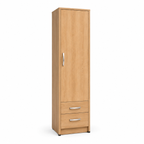 1 Door Wardrobe Single with Bottom Drawers Oak | Hybrid Storage - Luxury UK Living Room Showcase