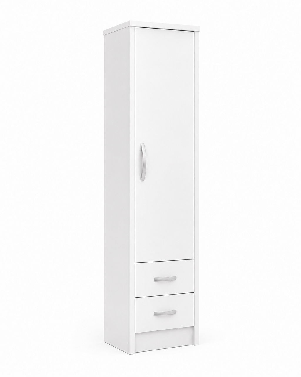 1 Door Wardrobe Single with Bottom Drawers White | Best Multi-Storage Unit - Detailed Angle View 2