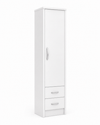 1 Door Wardrobe Single with Bottom Drawers White | Best Multi-Storage Unit - Detailed Angle View 2