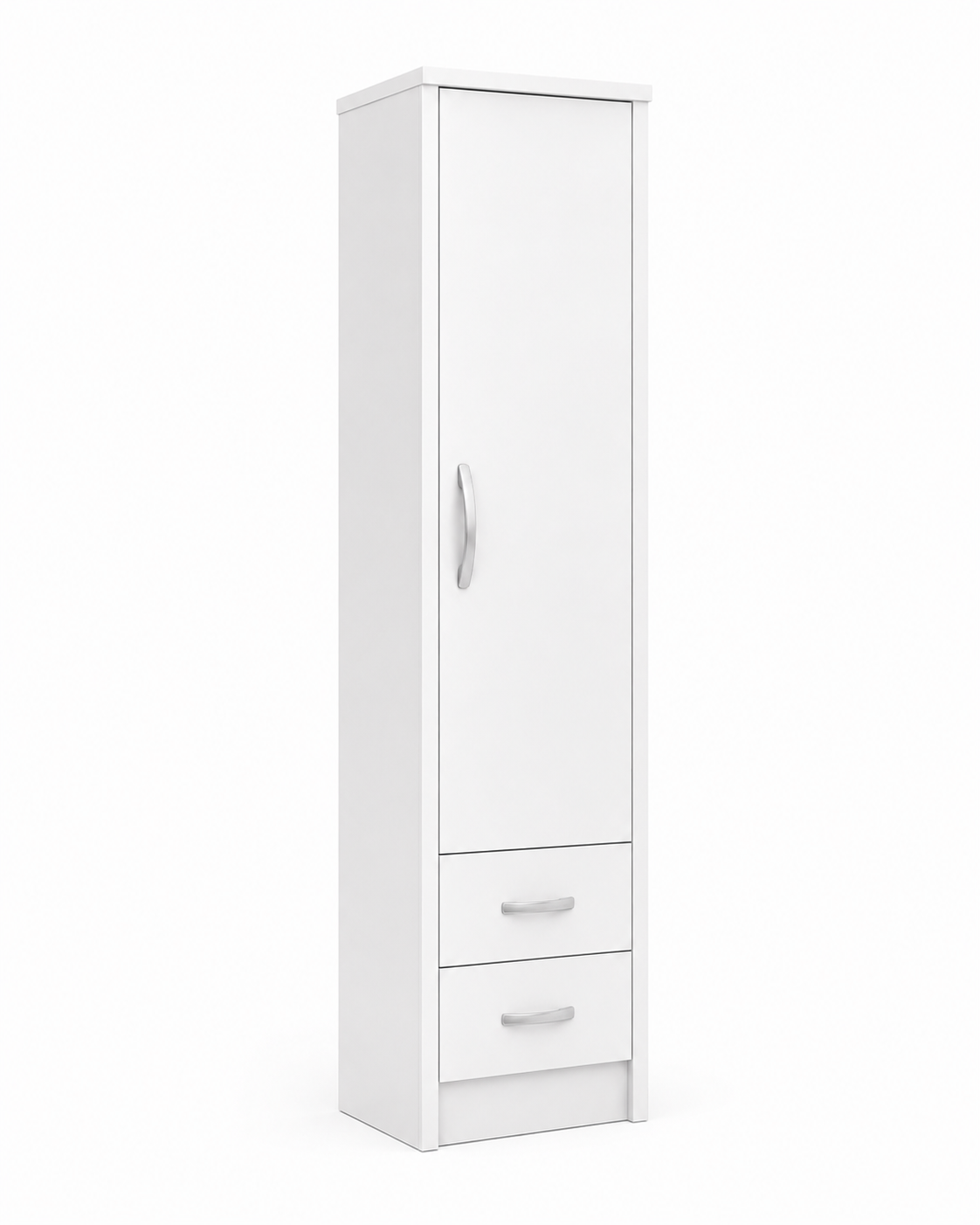 1 Door Wardrobe Single with Bottom Drawers White | Best Multi-Storage Unit - Detailed Angle View 2