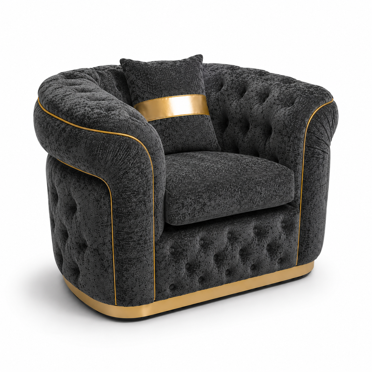 1 Seater Madrid Chesterfield Chenille Dark Grey Sofa | FurniFolks - Luxury UK Living Room Showcase