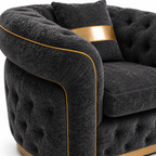 1 Seater Madrid Chesterfield Chenille Dark Grey Sofa | FurniFolks - Detailed Angle View 3