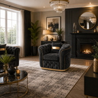 1 Seater Madrid Chesterfield Chenille Dark Grey Sofa | FurniFolks - Detailed Angle View 5