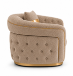 1 Seater Madrid Chesterfield Chenille Mink Sofa - Detailed Angle View 2