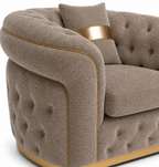 1 Seater Madrid Chesterfield Chenille Mink Sofa - Detailed Angle View 3