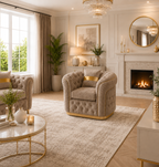 1 Seater Madrid Chesterfield Chenille Mink Sofa - Detailed Angle View 5