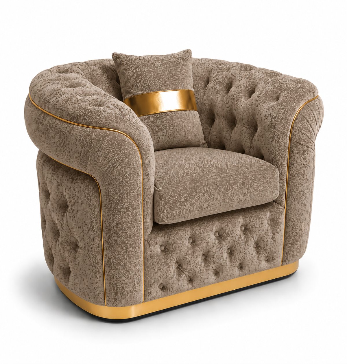 1 Seater Madrid Chesterfield Chenille Mink Sofa - Luxury UK Living Room Showcase