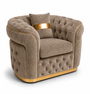 1 Seater Madrid Chesterfield Chenille Mink Sofa | Free UK Delivery