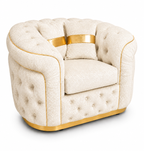 1 Seater Madrid Chesterfield Crush Velvet Cream Sofa - Luxury UK Living Room Showcase