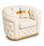 1 Seater Madrid Chesterfield Crush Velvet Cream Sofa | Free UK Delivery