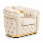 1 Seater Madrid Chesterfield Crush Velvet Cream Sofa - Detailed Angle View 2