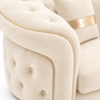 1 Seater Madrid Chesterfield Crush Velvet Cream Sofa - Detailed Angle View 3