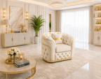 1 Seater Madrid Chesterfield Crush Velvet Cream Sofa - Detailed Angle View 5