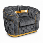 1 Seater Madrid Chesterfield Crush Velvet Dark Grey Sofa - Luxury UK Living Room Showcase